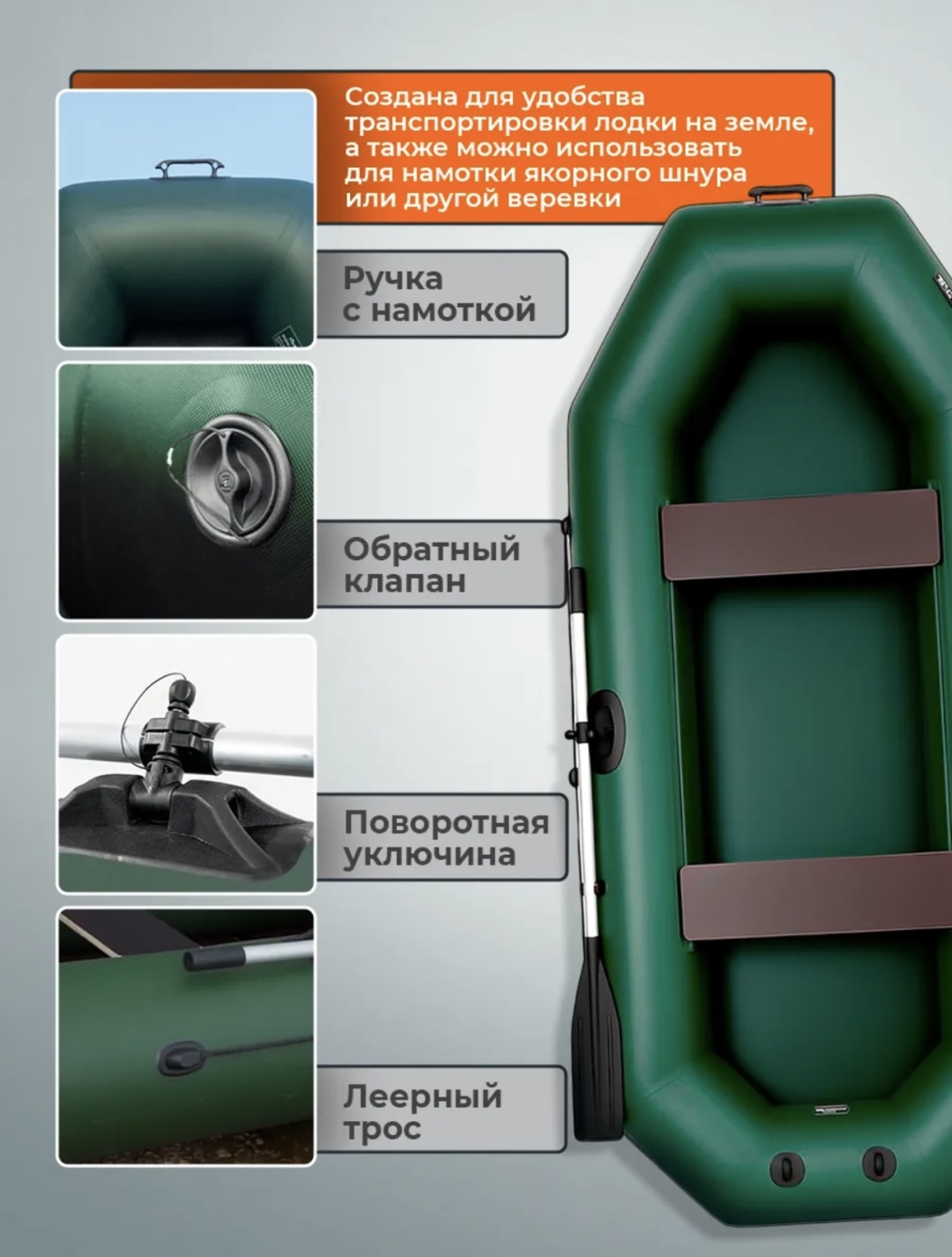 Надувная лодка RUFF PRO 280НД зеленый