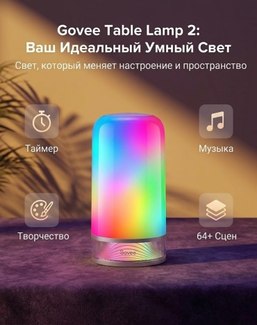 Настольная лампа Govee RGBIC E26, 10 Вт, пластик