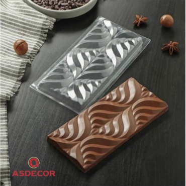 Asdecor для шоколада АР010885 форма плитка "Листок", пластик