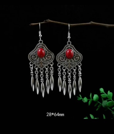 Серьги мельхиор, искусственный камень