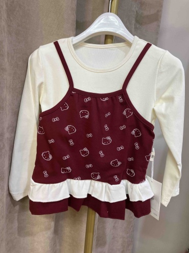 Лонгслив Hello Kitty бежевый, бордовый