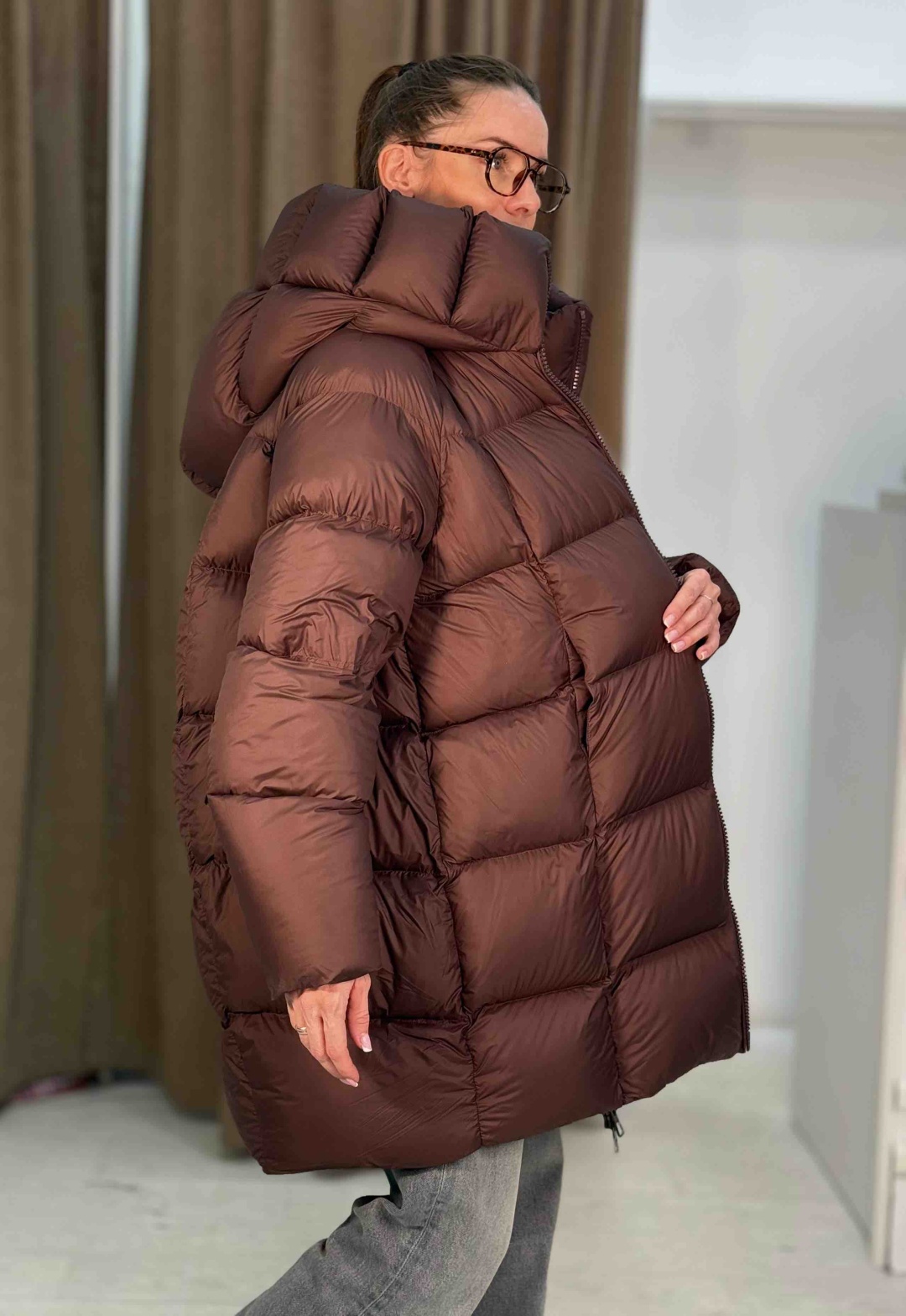 Пуховик коричневый