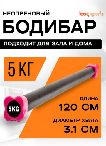 Бодибар Looqsports LQS 5 кг 120 см черный