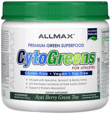 Предтренировочный комплекс ALLMAX CytoGreens ягоды асаи и зелёный чай 125 г