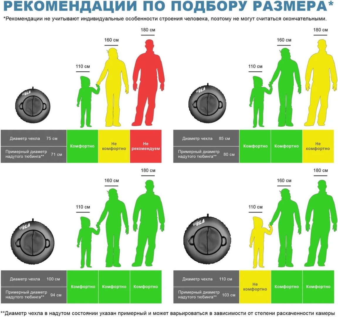 Тюбинг 100 см белый, оранжевый
