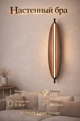 Бра настенный 3D PUZZLE LED, коричневый