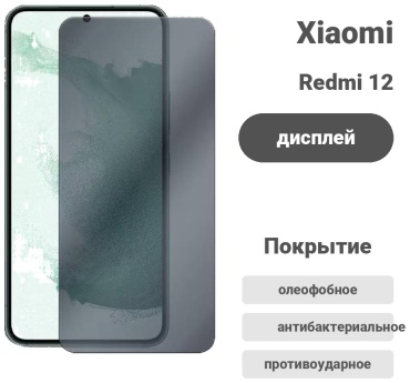 Стекло Acron для Xiaomi Redmi 12 Acron черный