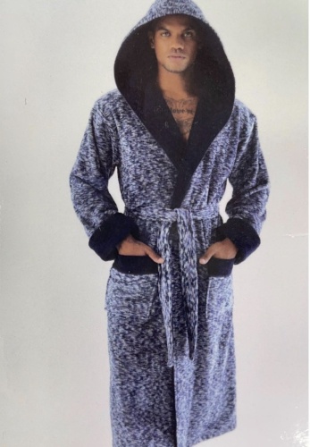Махровый халат синий, мультиколор
