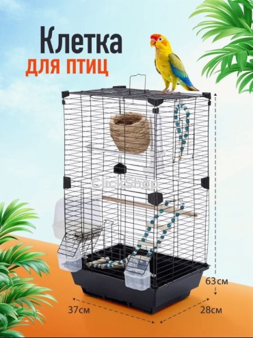 Клетка для птиц 37×28×63 см (черная)