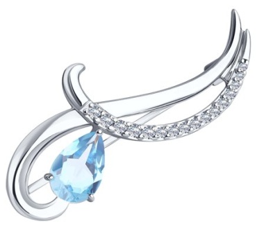 Брошь Diamant 16623 вес 2.91 г серебро, фианит