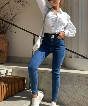Джинсы узкие Colorado Jeans синий, голубой, нюд