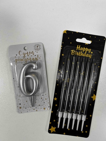 Свеча цифра 6, 2 шт
