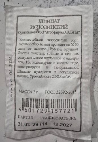Аэлита шпинат Исполинский