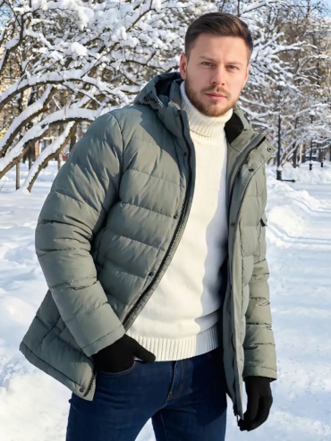 Пуховик светло-зеленый