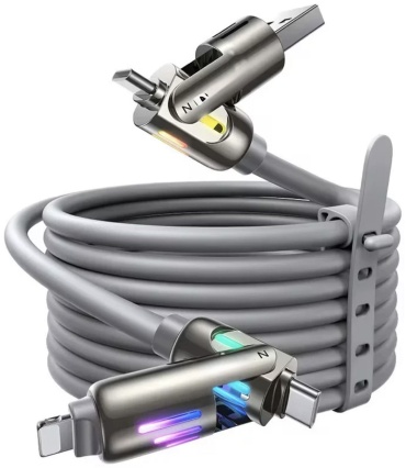Кабель USB TypeC (F), Lightning, 1.5 м, серый