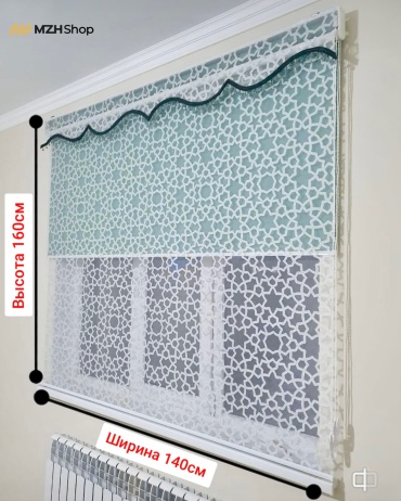 Жалюзи горизонтальные MZH shop 140x160 см Дуэт— тюль звезда Р1240., ткань