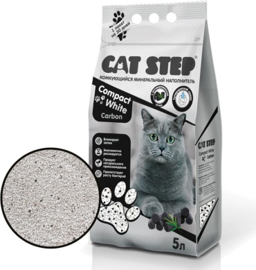 Наполнитель CAT STEP CAT STEP Compact White Carbon комкующийся 5 л