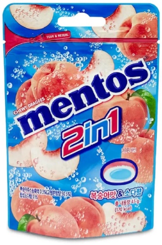 Конфеты драже Mentos DUO со вкусом персика и содовой 45 г
