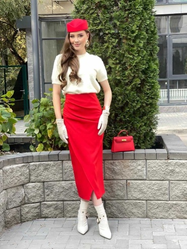Прямая юбка, юбка карандаш Anro Fashion красный