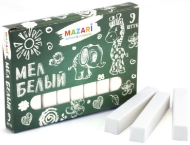 Мел белый для рисования Mazari, 9 шт, M-9001