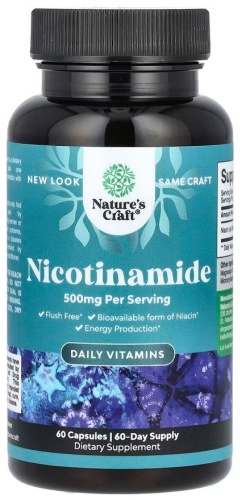 Специальная добавка Natures Craft никотинамид 500 мг 60 капсул нейтральный