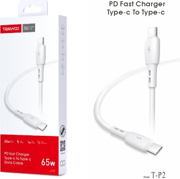 Кабель TRANYOO USB TypeC (M), USB TypeC (F), 1 м, T-P2 белый