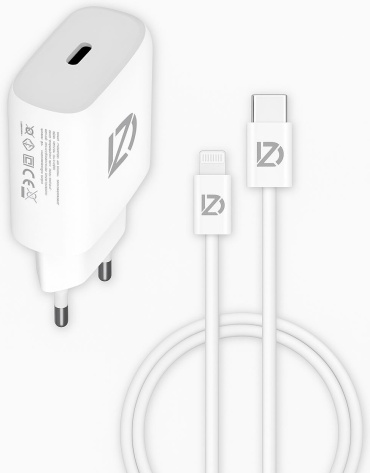 Зарядное устройство ZH-1U69T Lightning, USB Type-C белый