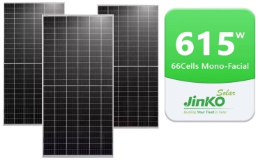 Jinko Solar монокристалл 615 Вт, 48 В, 72 (6x12) панель 2382х1134х30 мм