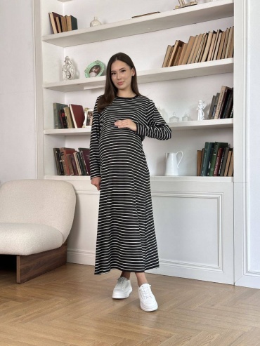Повседневное платье, для беременных Sweetmama.kz черный, белый