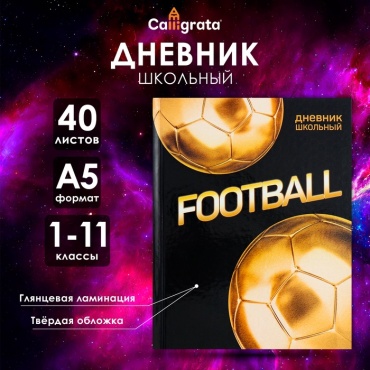 Дневник школьный Calligrata Золотой мяч 4698445, 40 л