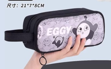 Пенал EGGY черный, застежка молния, черный