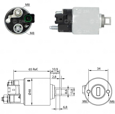 Втягивающее реле стартера XH3099