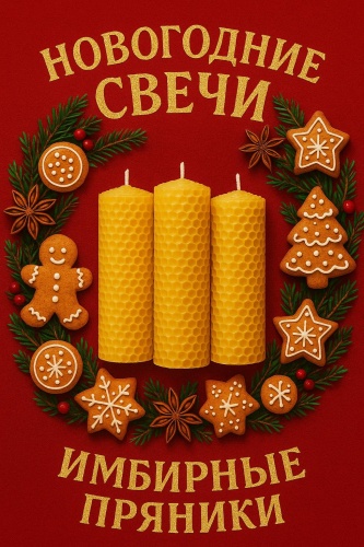 Ароматическая свеча Новогодние свечи Имбирные пряники 13 см, 3 шт