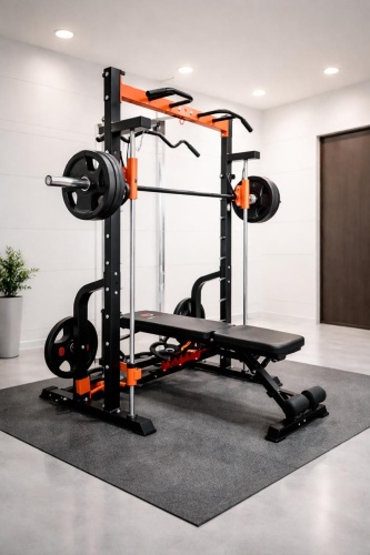 Силовой тренажер Силовой комплекс Metasport Силовая рама Power Rack + скамья + 50 кг блины Турник / брусья MetaSport