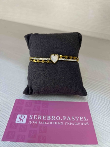 Браслет Serebro.pastel 086124 длина 16.17 см титан, фианит