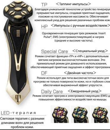 Микротоковый массажер, аппарат светодиодной LED терапии, аппарат SMAS-лифтинга