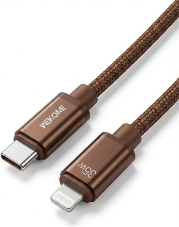 Кабель WEKOME Lightning, USB TypeC (M), 1.2 м, коричневый