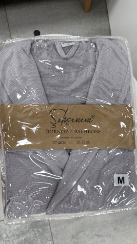 Вафельный халат Sahsenem серый