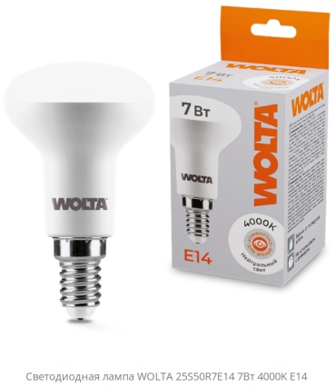 Wolta 7W E14, светодиодная, нейтральный белый