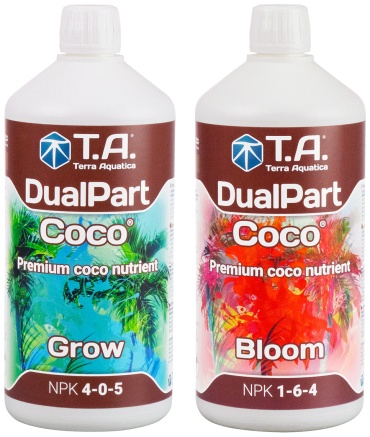Комплект удобрений для кокосового субстрата / DualPart Coco Grow+Bloom, 2 по 1л / Terra Aquatica