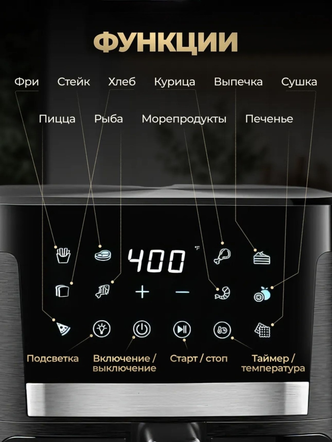 Аэрогриль 7 л черный