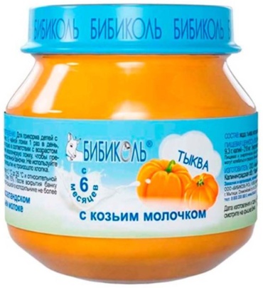 Детское пюре Бибиколь ПЮРЕ Бибиколь тыква с козьим молочком 80 г, с 6 месяцев