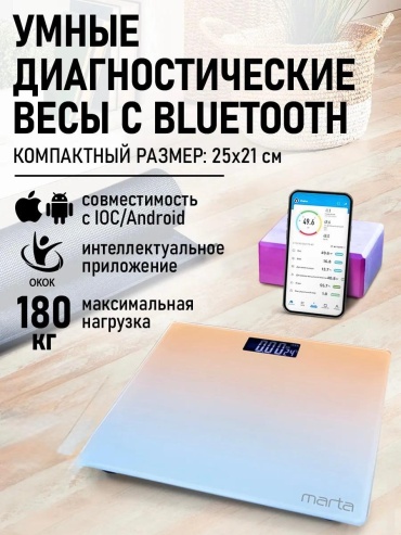 Напольные весы электронные Весы напольные умные с Bluetooth для веса, 25х21 до 180 кг