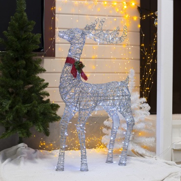 Luazon Lighting Светодиодная фигура «Олень серебристый» 70  120  30 см, металл, 220 В, свечение белое 115 см