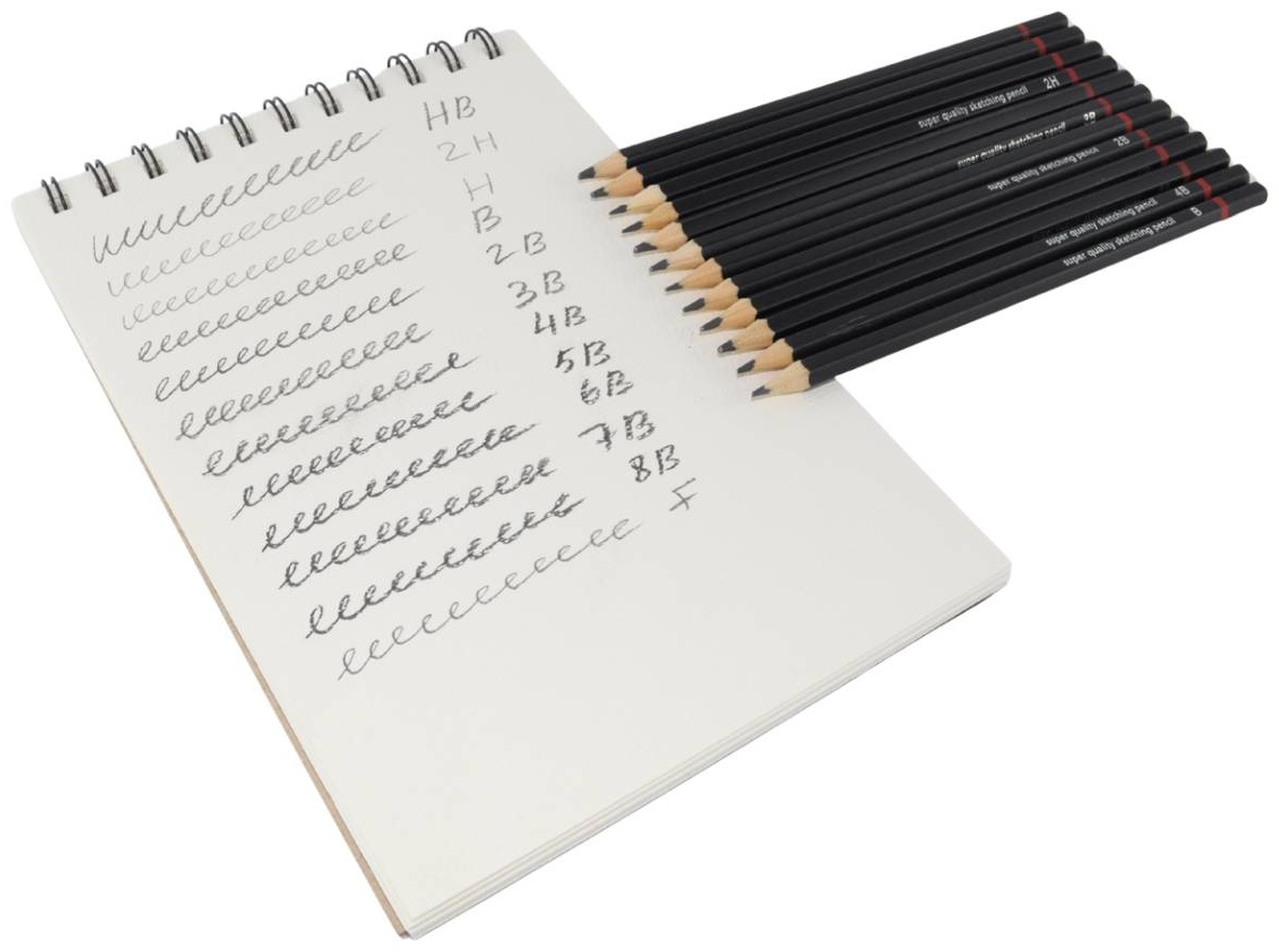 Карандаш Vneeds 968, B, H, F, HB, 2H, 2B, 3B, 4B, 5B, 6B, 7B, 8B, 12 шт
