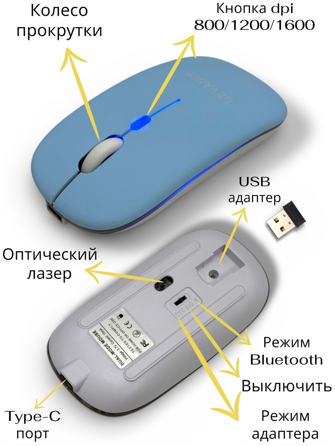 Мышь Levance L100 голубой