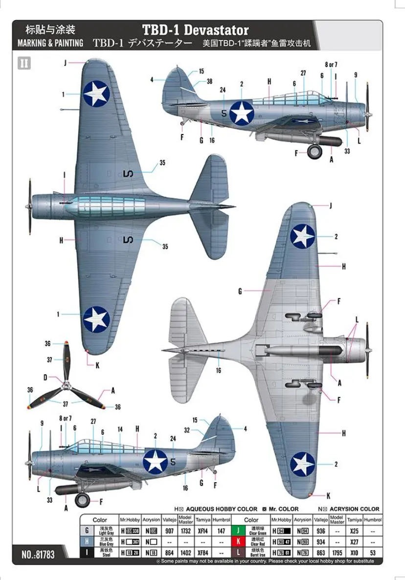 Американский палубный бомбардировщик TBD-1 Devastator