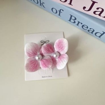 BGL STORE заколка цветок 1 шт, белый, розовый
