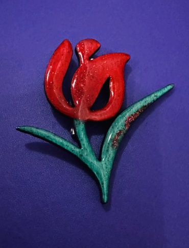 Брошь акрил, дерево, ювелирная смола, эмаль