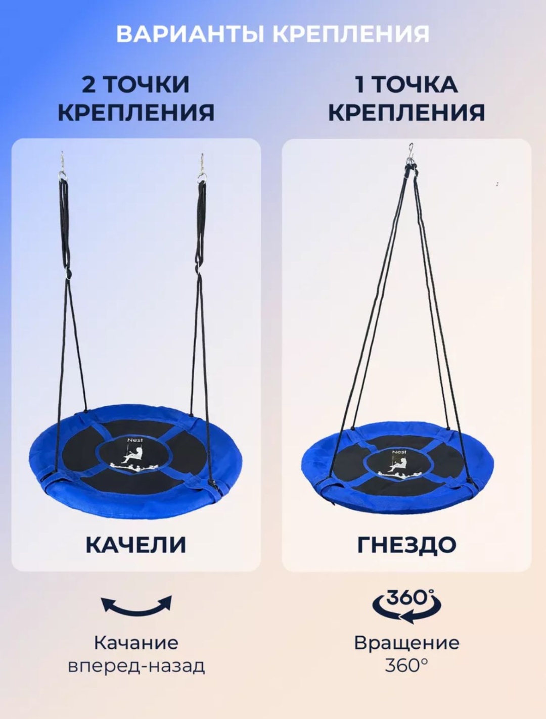 Садовые качели до 150 кг, кол-во мест: 1, синий